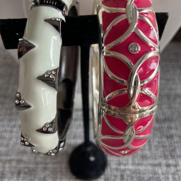 Manluck Bangles NWT Gray and pink with rhinestone - Picture 7 of 8